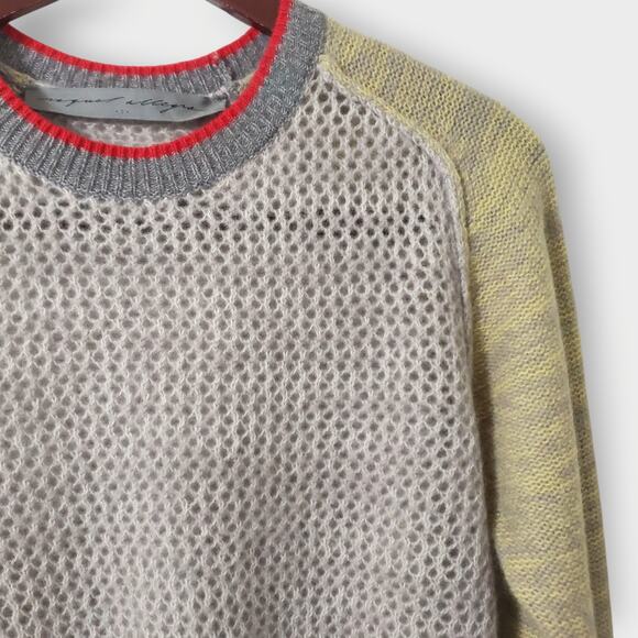 Raquel Allegra Lilith Cashmere Sweater in Concrete Contrast Open Knit Sz 1(US-M) - Picture 4 of 14